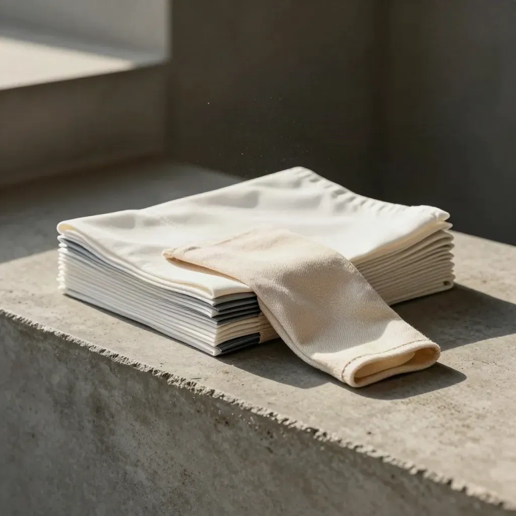 Off-white webinar kit bundle on a concrete step with cloth wrap and graphite tabs.